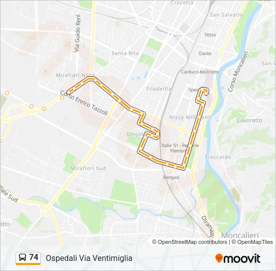74 Bus Line Map