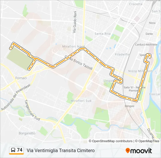 74 Bus Line Map