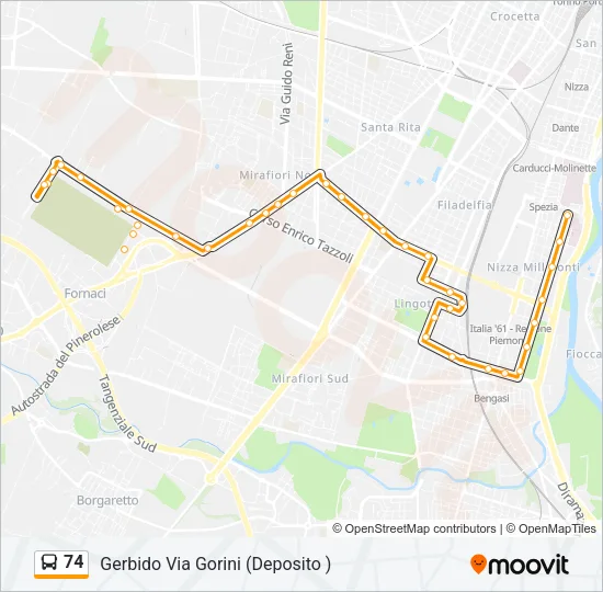 74 Bus Line Map