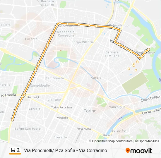 Percorso linea bus 2