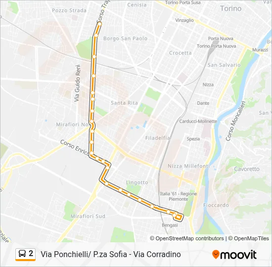 Percorso linea bus 2