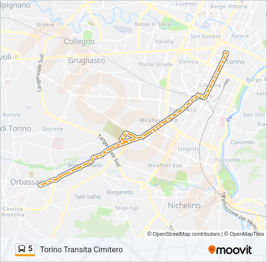 Percorso linea bus 5