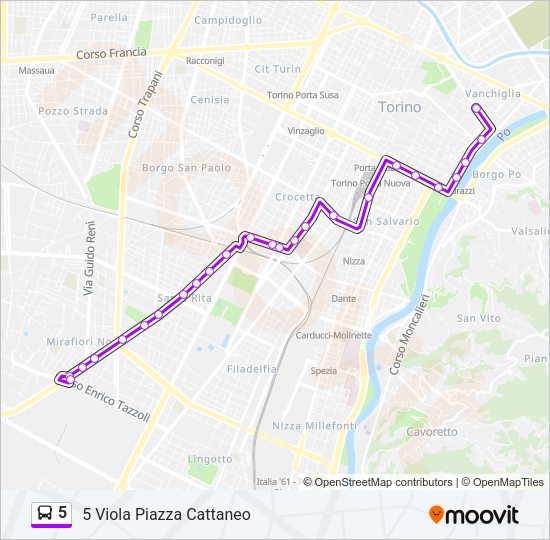 Percorso linea bus 5