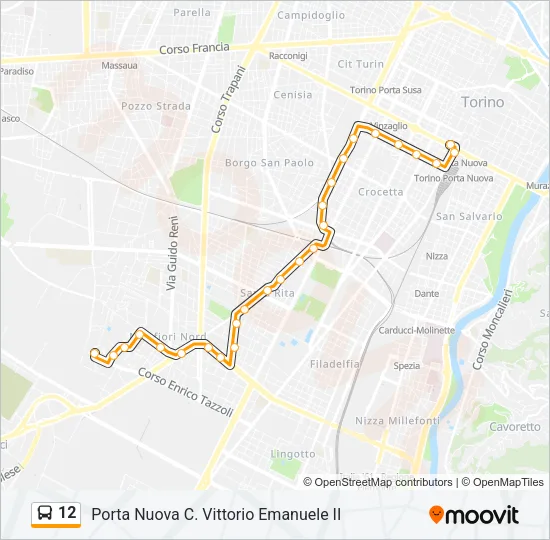 Percorso linea bus 12