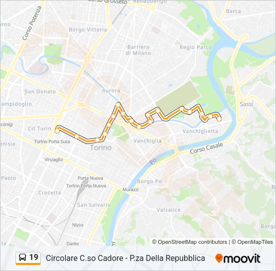 Percorso linea bus 19