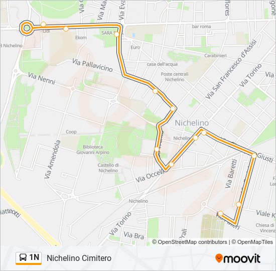 1N bus Line Map