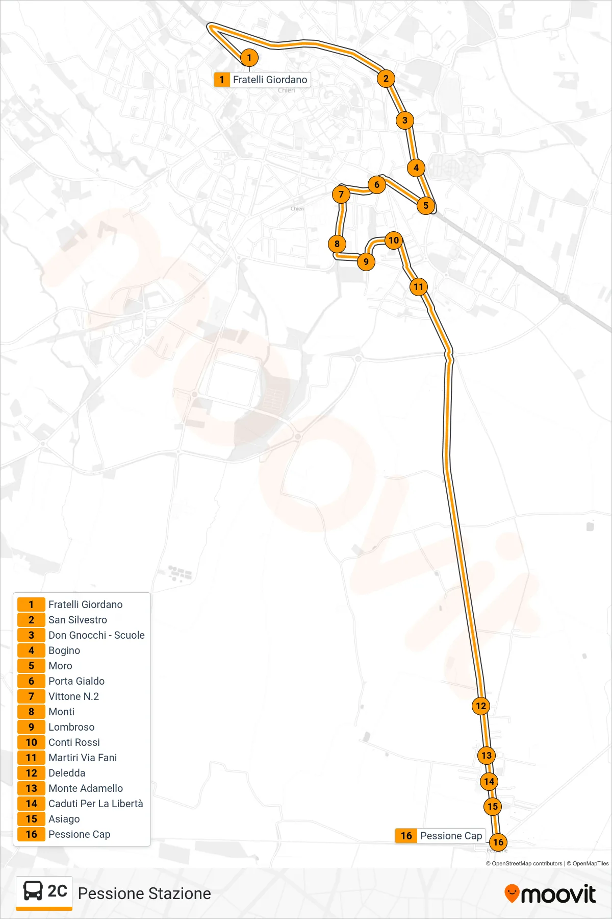 Linea 2C bus (Pessione Stazione) - Percorsi e fermate sulla mappa