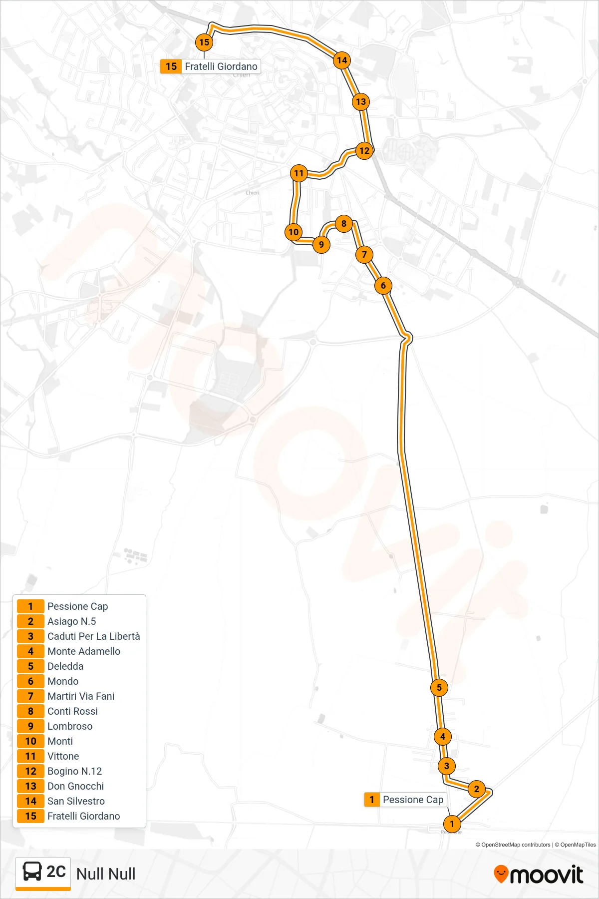 Linea 2C bus (Null Null) - Percorsi e fermate sulla mappa