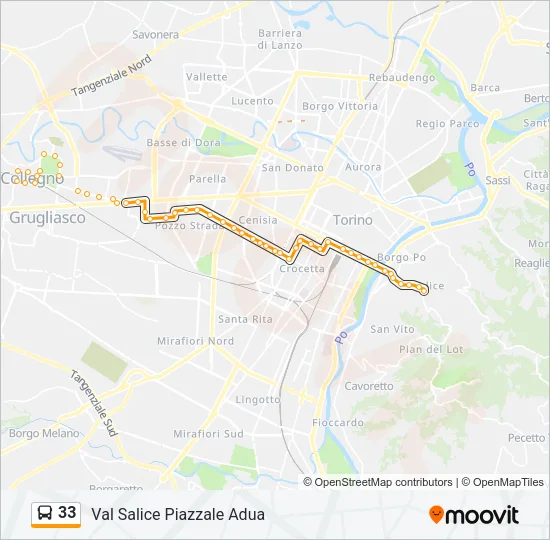 Percorso linea bus 33