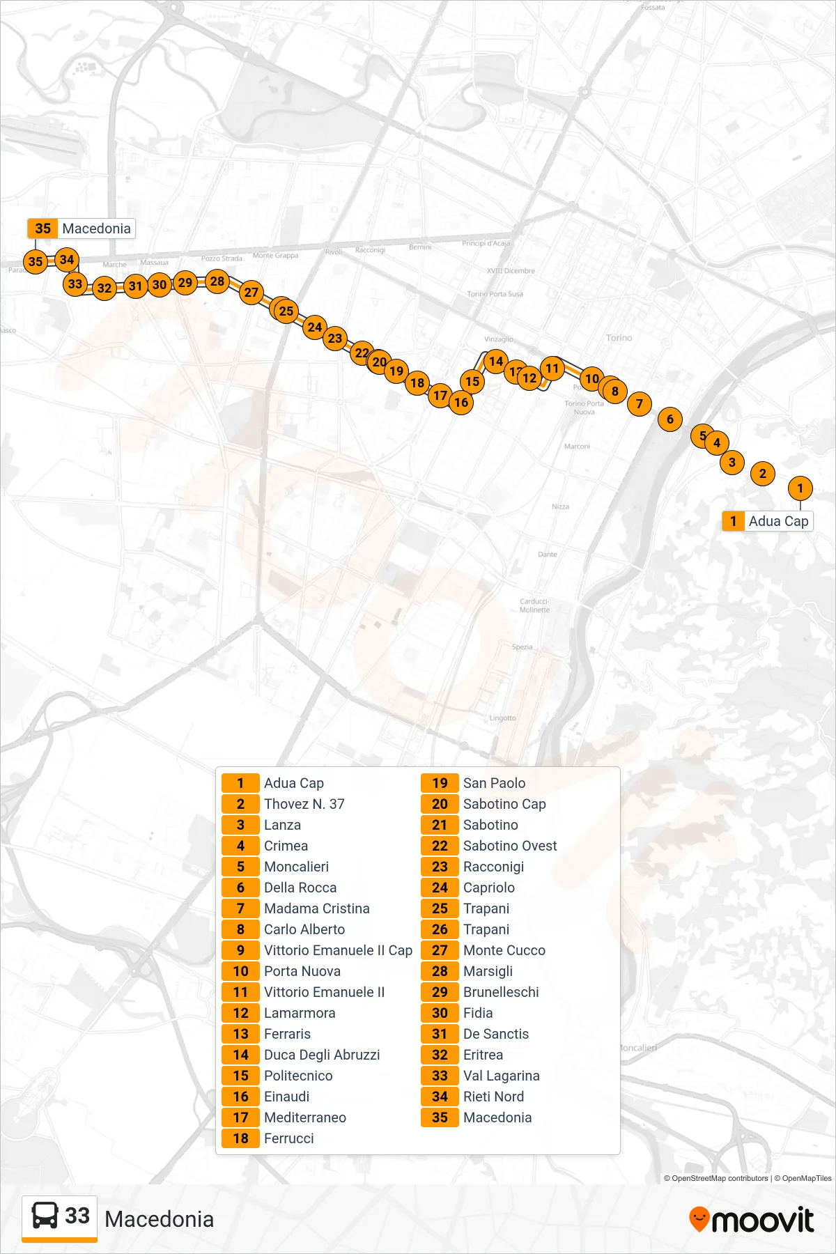 Linea 33  bus (Macedonia) - Percorsi e fermate sulla mappa