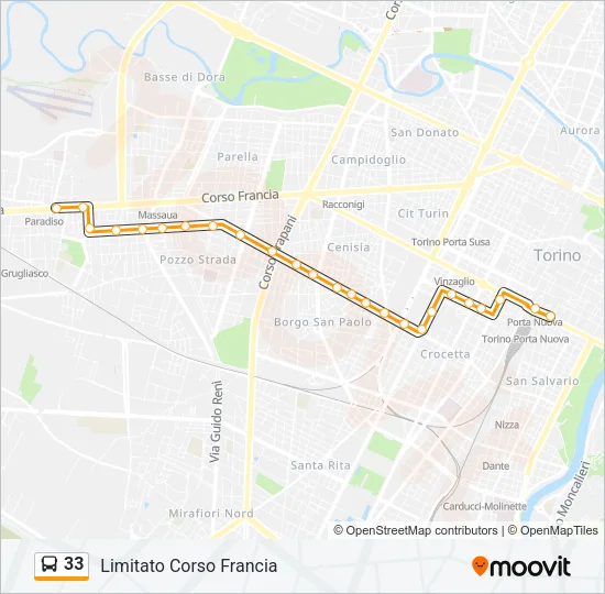 33 Bus Line Map