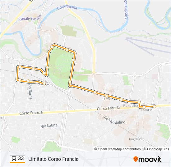 Percorso linea bus 33