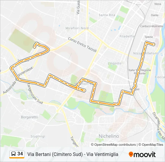 34 Bus Line Map