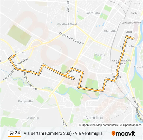 34 Bus Line Map