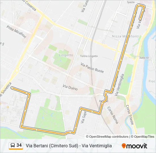 34 Bus Line Map