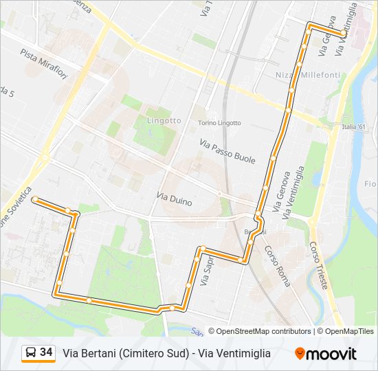 Percorso linea bus 34