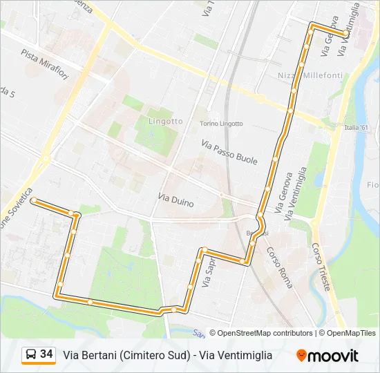 34 Bus Line Map