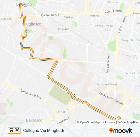 Percorso linea bus 38