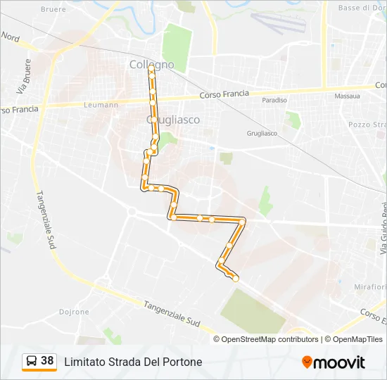 Percorso linea bus 38