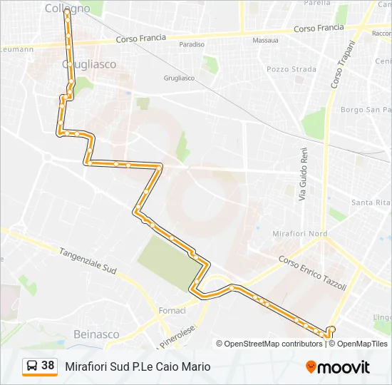 Percorso linea bus 38