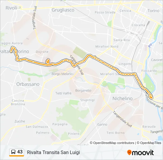 43 Bus Line Map