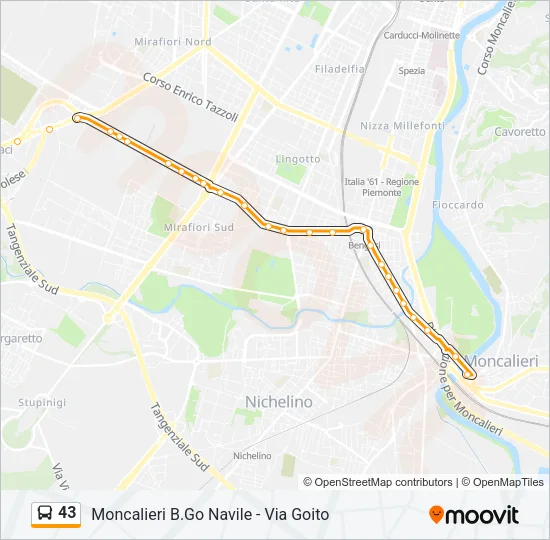43 Bus Line Map