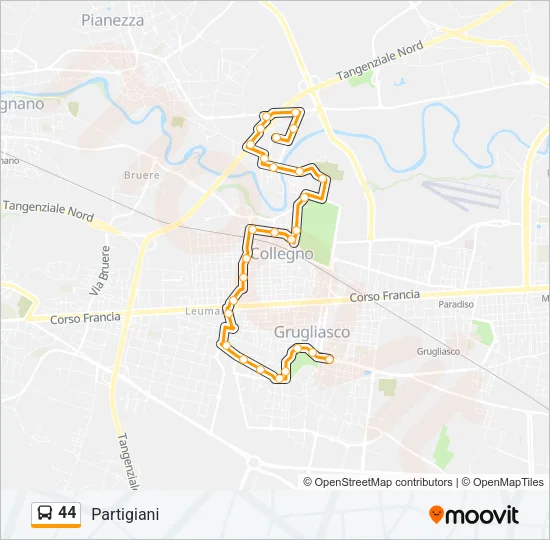 44 Bus Line Map