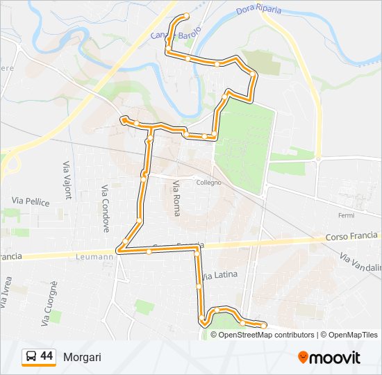 Percorso linea bus 44