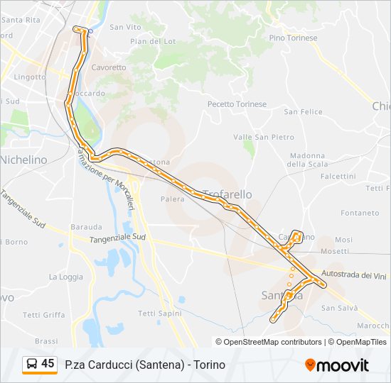 Percorso linea bus 45