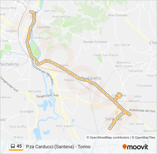 45 Bus Line Map