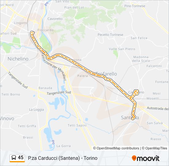 Percorso linea bus 45