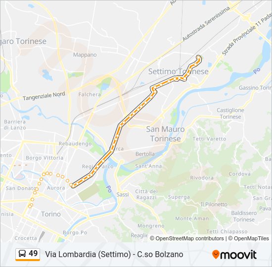 Percorso linea bus 49