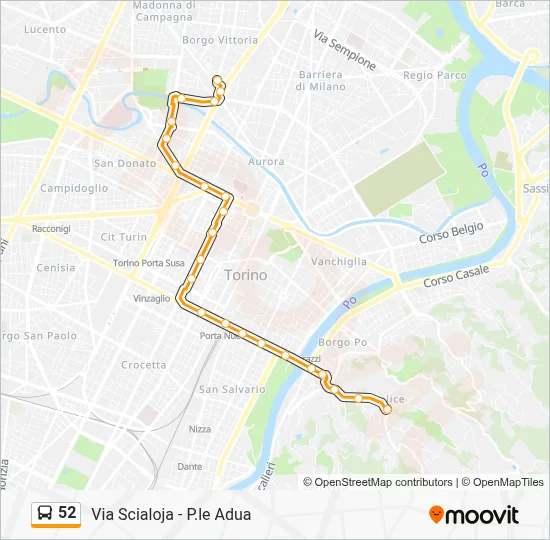 Percorso linea bus 52