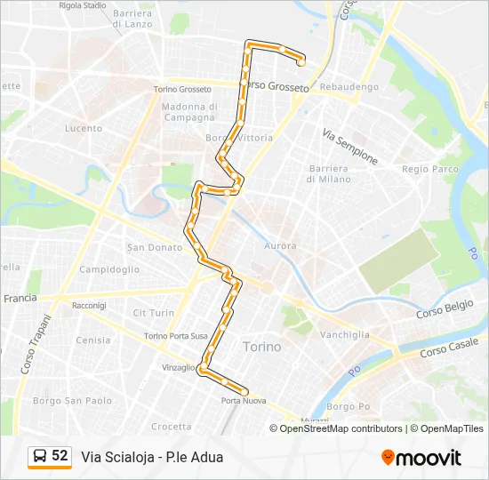 Percorso linea bus 52