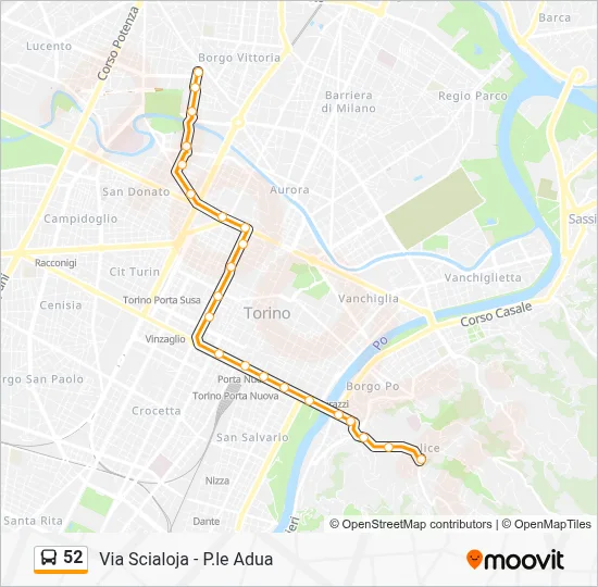 Percorso linea bus 52