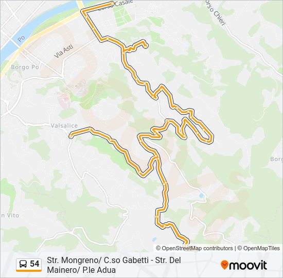 Percorso linea bus 54