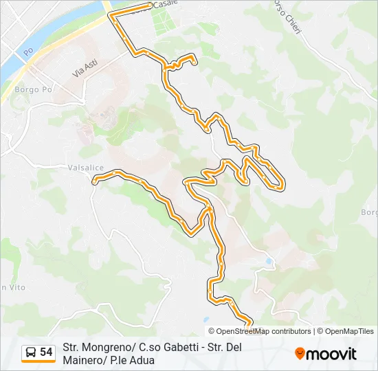 54 Bus Line Map
