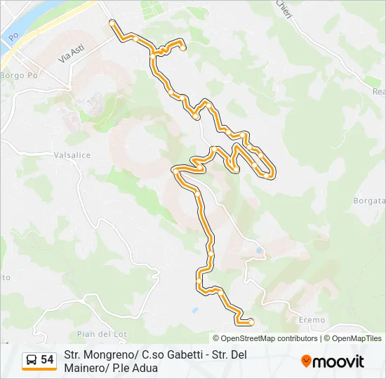 54 Bus Line Map