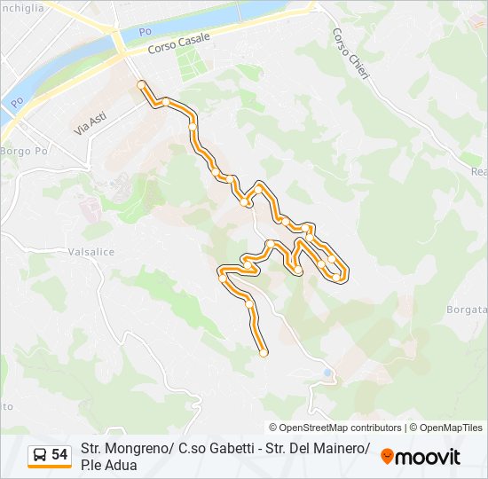 Percorso linea bus 54