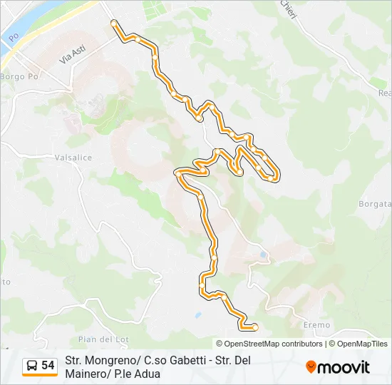 54 Bus Line Map
