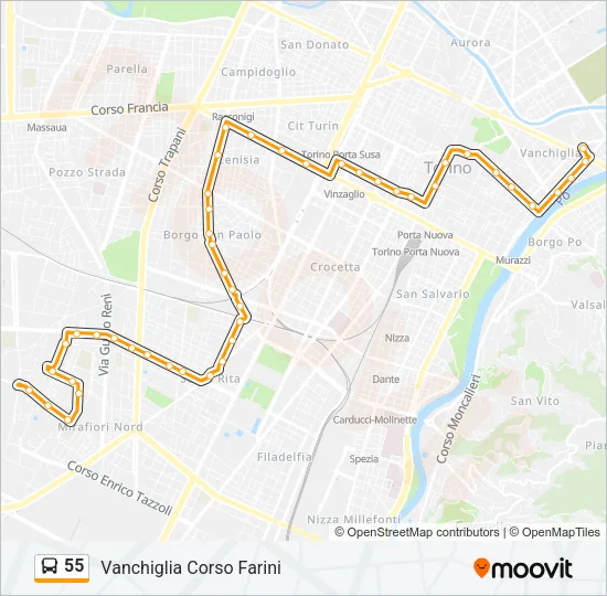 55 Bus Line Map