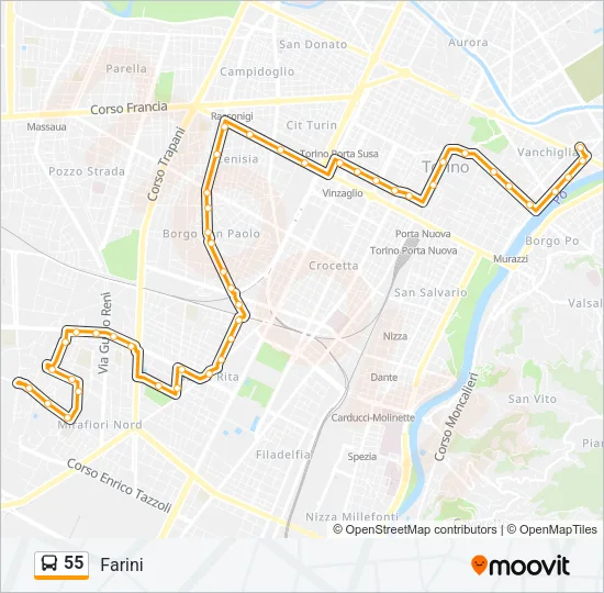 55 Bus Line Map