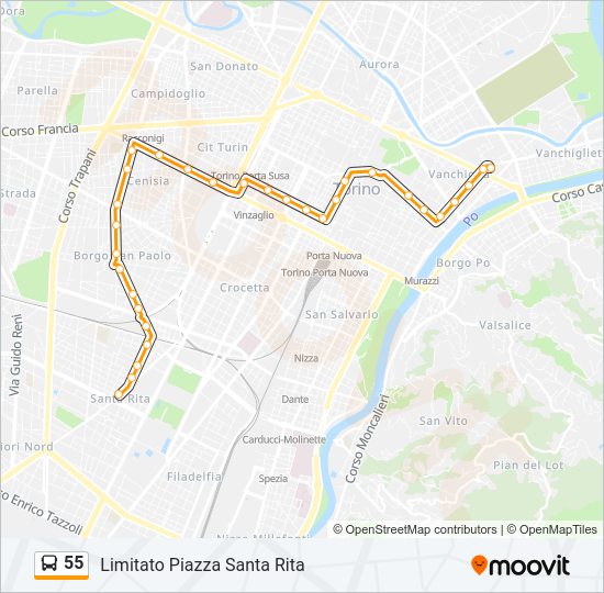 Percorso linea bus 55