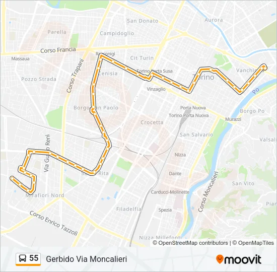 55 Bus Line Map