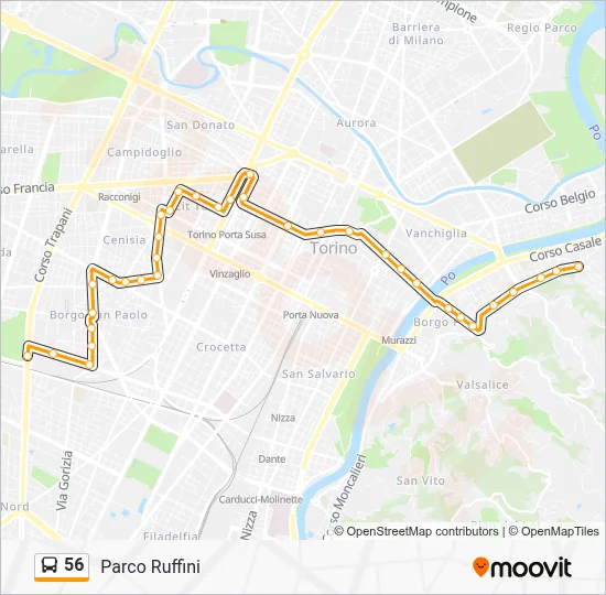 Percorso linea bus 56