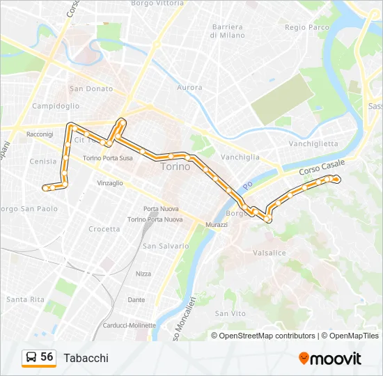 56 Bus Line Map