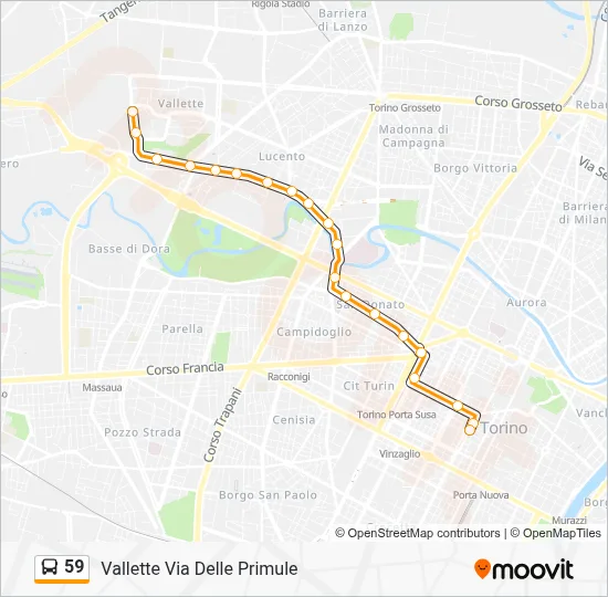 Percorso linea bus 59