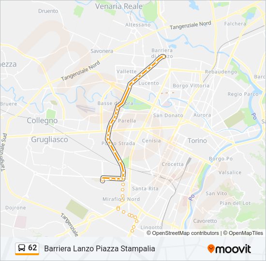 Percorso linea bus 62