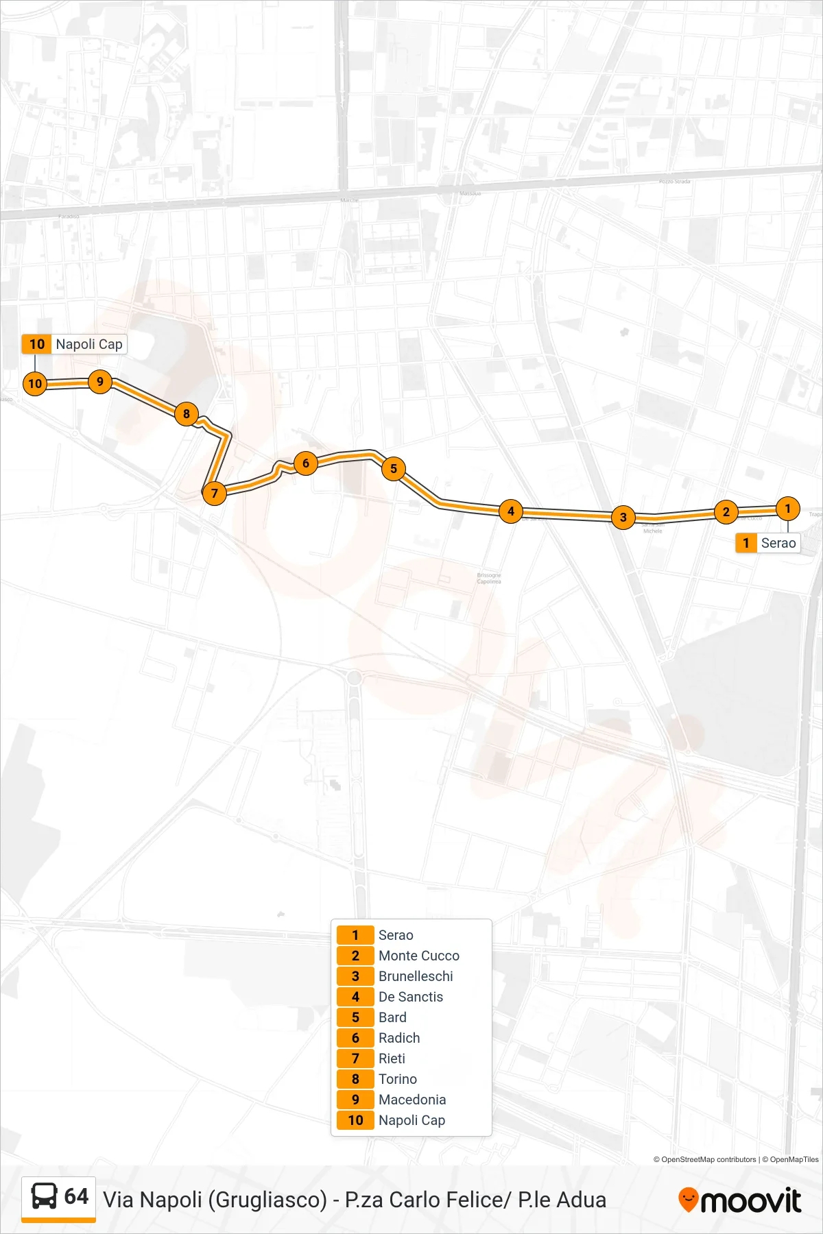 Linea 64 bus (Napoli) - Percorsi e fermate sulla mappa