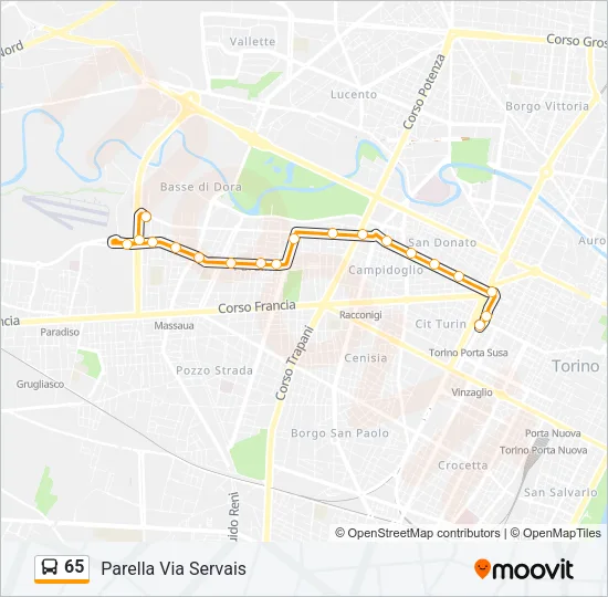 65 Bus Line Map
